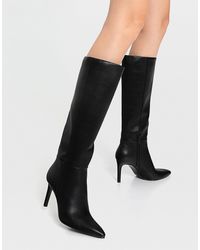 Stradivarius Knee High Stiletto Heeled Boots - Black
