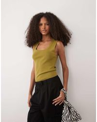 Mango - Scoop Neck Ribbed Knitted Sleeveless Top - Lyst