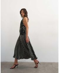 TOPSHOP - Contrast Print Beaded Strap Maxi Dress - Lyst