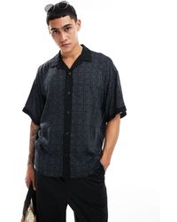 ADPT - Oversized Revere Collar Shirt With Boarder Print - Lyst