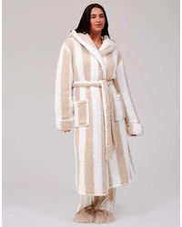 Loungeable - Chunky Sherpa Stripe Midi Hooded Dressing Gown - Lyst