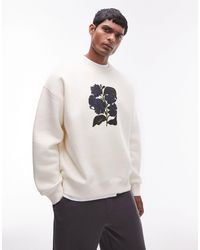 TOPMAN - Oversized Fit Sweatshirt With Abstract Flower Print - Lyst