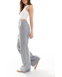 Object - Pantaloni Sartoriali A Righe Bianche A Fondo Ampio - Lyst