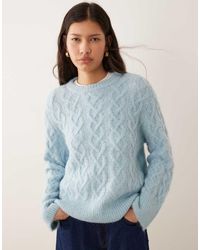 Vila - Fluffy Cable Knit Sweater - Lyst