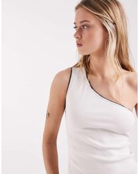 ASOS - Ribbed One Shoulder Vest With Blanket Stitch Detail - Lyst