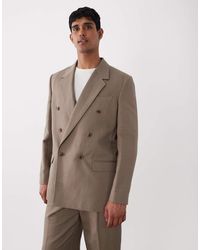 ASOS - Relaxed Double Breasted Linen Rich Suit Jacket - Lyst