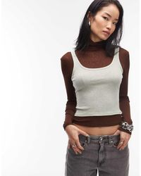 ASOS - Sheer Double Layer Long Sleeve Funnel Neck Top - Lyst