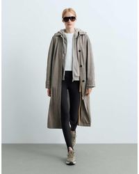 Oysho - Giacca Lunga Leggera Impermeabile 10K A Quadri Color Tortora - Lyst