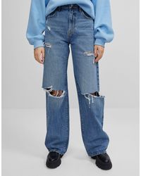 Bershka Denim 90s baggy Ripped Jeans in Black - Save 45% | Lyst UK