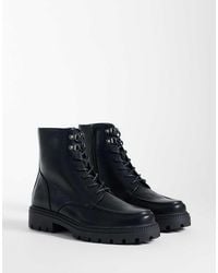 ASOS - Lace Up Boots With Hiker Detailing - Lyst