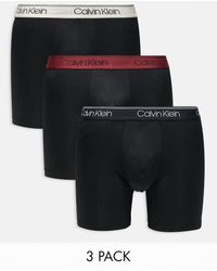 Calvin Klein - Set Van 3 Boxershorts Van Microvezel Met Stretch En Gekleurde Tailleband - Lyst