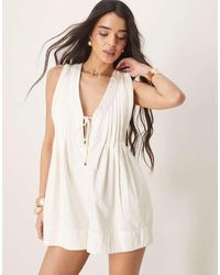 Free People - Webster Tie-front Romper - Lyst