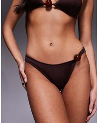 ASOS - Dora Premium Ibiza High Leg Cheeky Brazilian Bikini Bottom With Jumbo Bead - Lyst