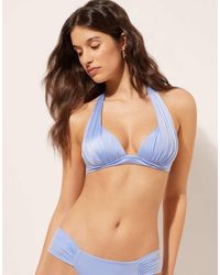 Calzedonia - Calzendonia Padded Triangle Bikini Top Shiny Satin - Lyst