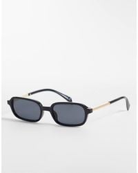 ASOS - Occhiali Da Sole Slim Quadrati Con Montatura Nera E Stanghette - Lyst