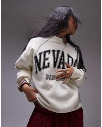 TOPSHOP - Felpa Oversize Écru Con Grafica "Nevada" - Lyst