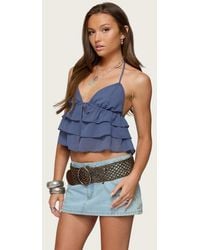 Edikted - Zephi Split Front Ruffled Top - Lyst