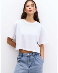 Pull&Bear - T-Shirt Corta A Maniche Corte Bianca - Lyst