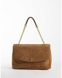 Mango - 100% Leather Suede Quilted Shoulder Bag With Chain Straps - Lyst