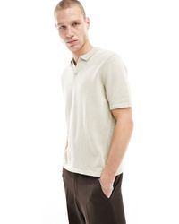 ASOS - Knitted Midweight Cotton Notch Neck Polo - Lyst