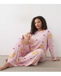 ASOS - Asos Design Curve Long Sleeve Top & Wide Leg Trouser Pyjama Set With Christmas Cookie Graphic - Lyst