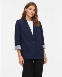 Vila - Enkelrijige Vibonnie Loose Fit Blazer Met Open Kraag En Schoudervullingen - Lyst