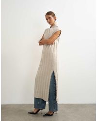 TOPSHOP - Knitted Cable Stitch Long Line Dress - Lyst