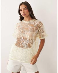 ASOS - Sheer Sequin Oversized T-shirt - Lyst