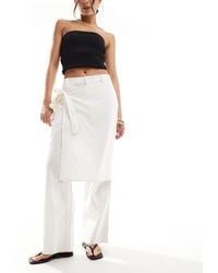 ASOS - Cropped Trouser With Wrap Detail Wth Linen - Lyst