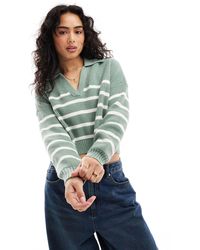 Hollister - Long Sleeve Striped Knitted Jumper With Polo Collar - Lyst