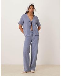 Jdy - – hose aus seersucker mit weitem bein und em vichy-karomuster, kombiteil - Lyst