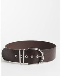 Mango - Riem Van 100% Leer Met Zilveren Gesp - Lyst