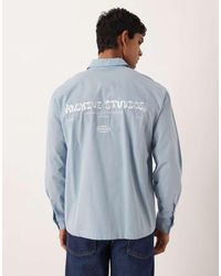 ASOS - Relaxed Shirt With Chest And Back Embroidery - Lyst