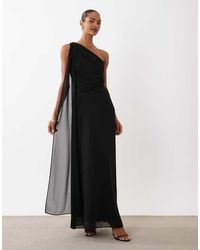 TFNC London - Chiffon One Shoulder Twist Waist Draped Maxi Dress - Lyst