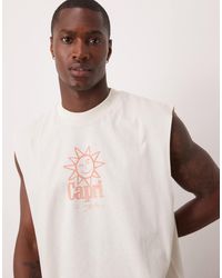 ASOS - Oversized Tank With Dropped Armhole And Sun Graphic - Lyst
