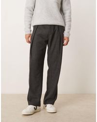 ASOS - Pantalon large élégant aspect laine à chevrons avec plis marqués - Lyst