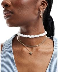ASOS - Pack Of 3 Necklaces With Faux Pearl Chippings And Starfish Charm - Lyst