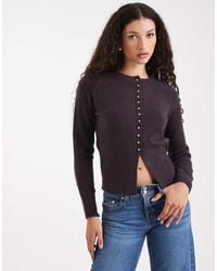 New Look - Dome Button Crew Neck Cardigan - Lyst
