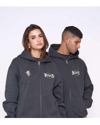 Multiply Apparel - Sudadera Extragrande Con Capucha, Cremallera Y Estampado Urbano De - Lyst