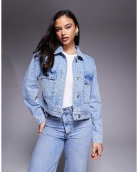 GOOD AMERICAN - Distressed Rhinestone Denim Jacket - Lyst