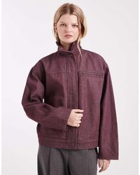 ASOS - Denim Funnel Neck Jacket - Lyst