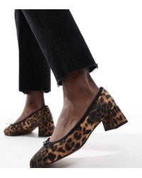 Asos Design Wide Fit - Shelley Bow Detail Mid Block Heeled Shoes - Lyst