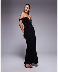 ASOS - Premium Structured Off Shoulder Corset Maxi Dress With Moulded Hip - Lyst