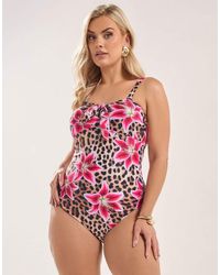 Yours Clothing - Leopard Print Detachable Strap Swimsuit - Lyst