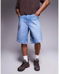 ASOS - Long Length Denim Jorts With Twisted Seam - Lyst