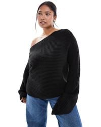 ASOS - Asos Design Curve Knitted Off The Shoulder Slouchy Jumper - Lyst
