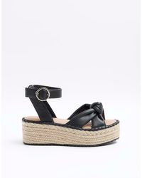 River Island - Wide Fit Knot Espadrille Sandals - Lyst