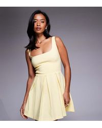Vesper Petite - Vestido Corto Con Escote Cuadrado Y Tablas En La Falda De Bengalina De - Lyst