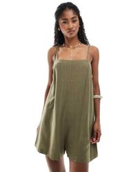 Miss Selfridge - Linen Blend Tie Shoulder Playsuit - Lyst