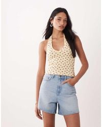 Miss Selfridge - Halterneck Top With Picot Trim Detail - Lyst